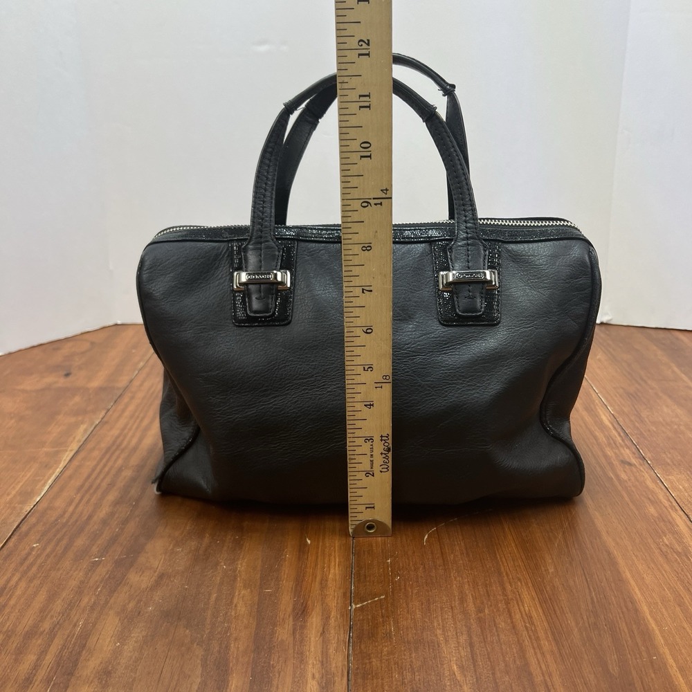 Coach F25796 Black Leather Satchel Handbag Silver Hardware Zip Top Purse - Picture 10 of 16